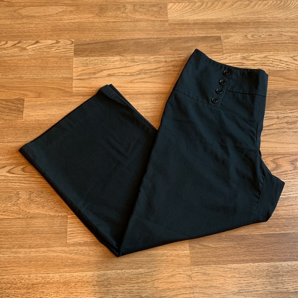 H&M, solid black flat front wide leg casual pants. Size 14. - Picture 8 of 15